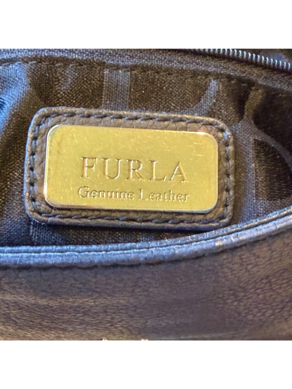 Furla Crossbody Bag Black Textured Leather Gold Accents - Picture 15 of 16